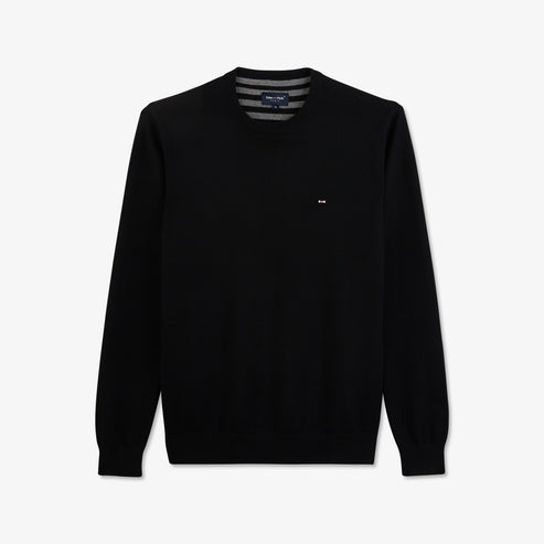 Eden Park Knitwear - Crew black cotton jumper