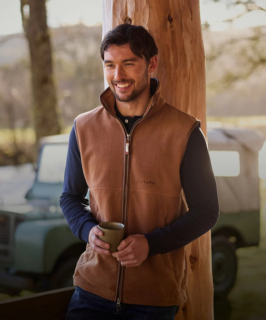 Schöffel, the Oakham Fleece Gilet in Toffee