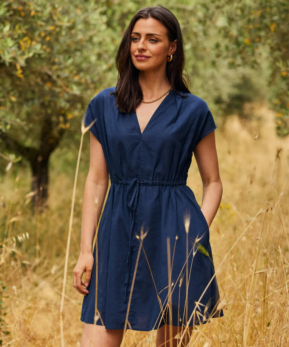 Schöffel Ladies, the Camelia Linen Dress in Dark Blueberry