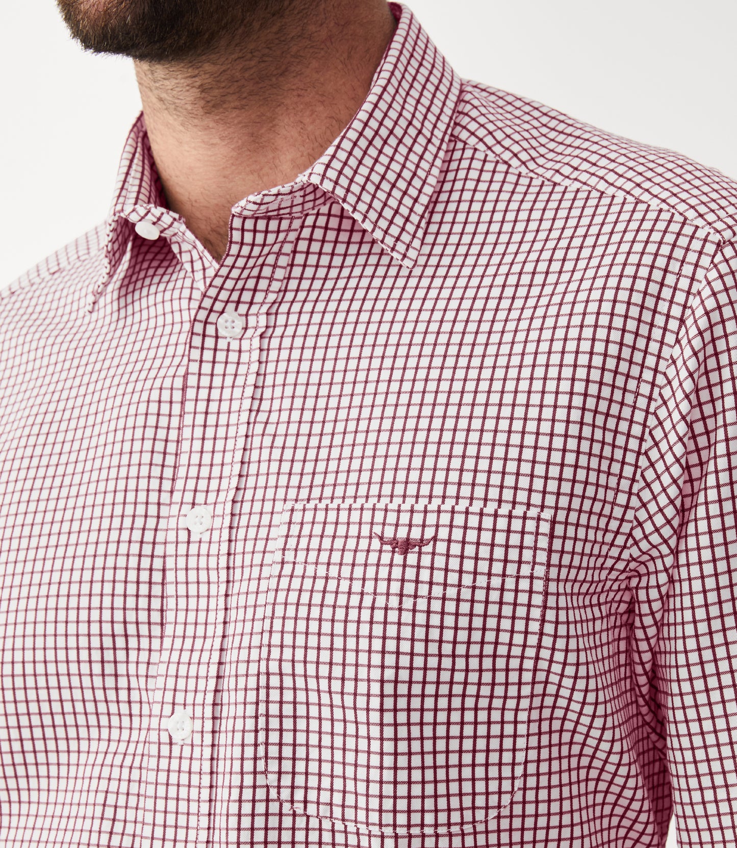 R.M Williams Shirts, The Collins Shirt in Burgundy White