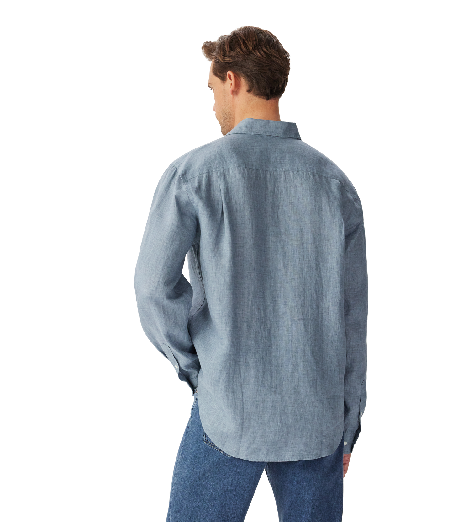 R.M. Williams, the Newman Classic Linen Shirt in Steel Blue