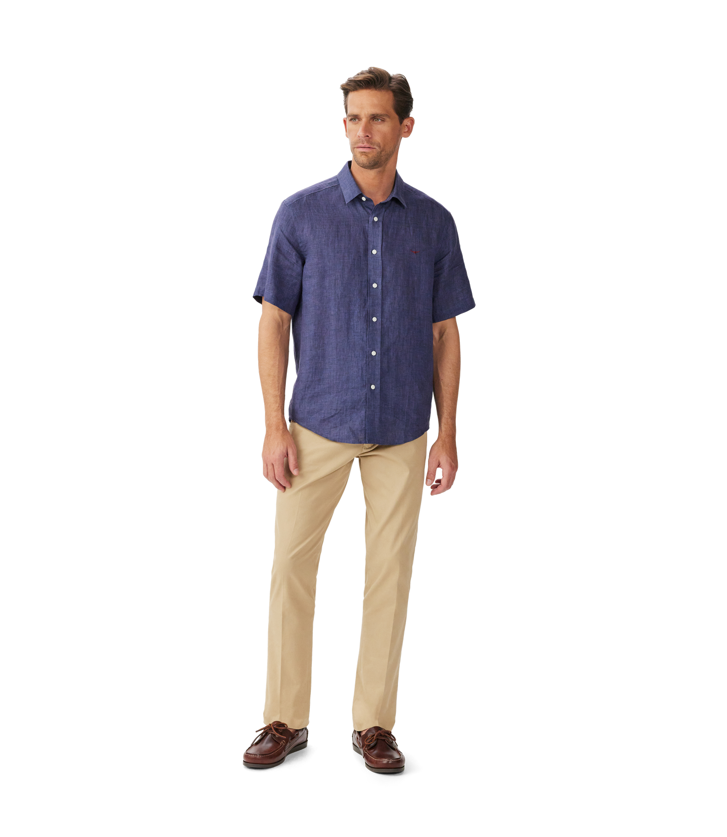 R.M. Williams, the Newman Linen SS Shirt in Navy