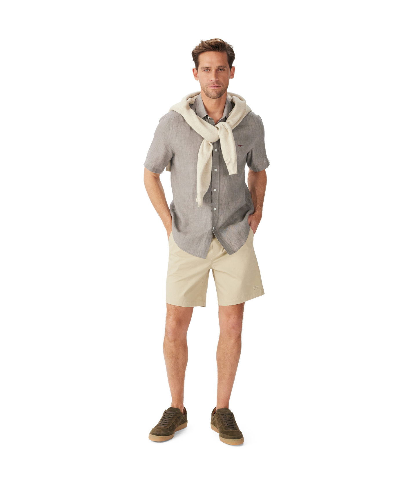 R.M. Williams, the Newman Linen SS Shirt in Fatigue