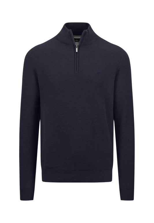 Fynch-Hatton, The Troyer (Half) Zip, Superfine Structured Knit - (690 Navy)