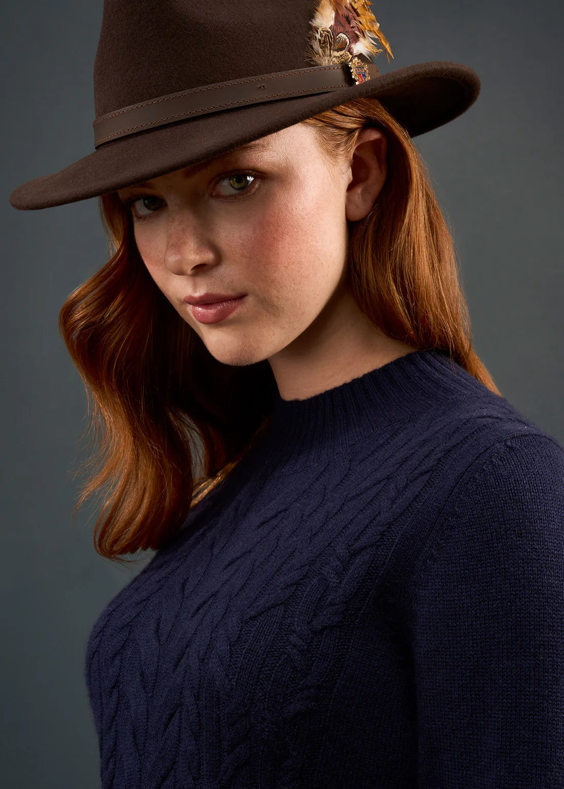 Alan Paine Ladies Knitwear - Sienna Wool/Cashmere - Dk Navy
