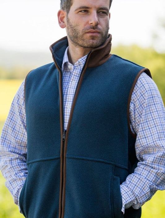 Alan Paine Aylsham Fleece Gilet in Blue Steel