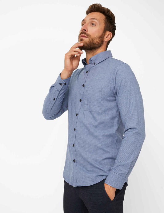 Brax, Daniel C, Regular Fit Shirt, Houndstooth - (Blue - 29)