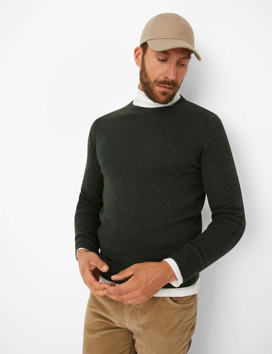 Brax, Rick Crew Neck Knit - (Olive - 34)