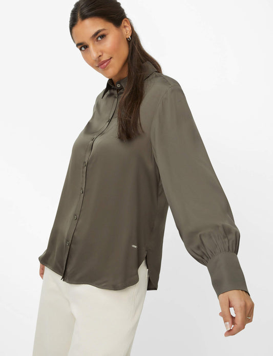 Brax Shirts, Vic, Satin Blouse - (Khaki-33)