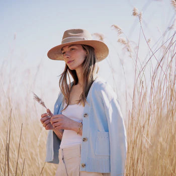 Hicks & Brown Accessories , The Hemley Fedora Natural with Fawn Ribbon