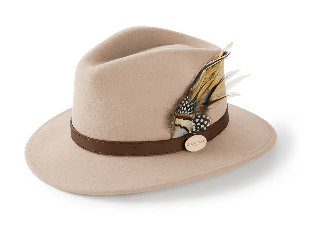 Hicks & Brown Accessories , the Suffolk Fedora Fawn Side Feather (New 2025)