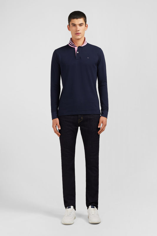 Eden Park Long Sleeve Polo with Contrast Collar