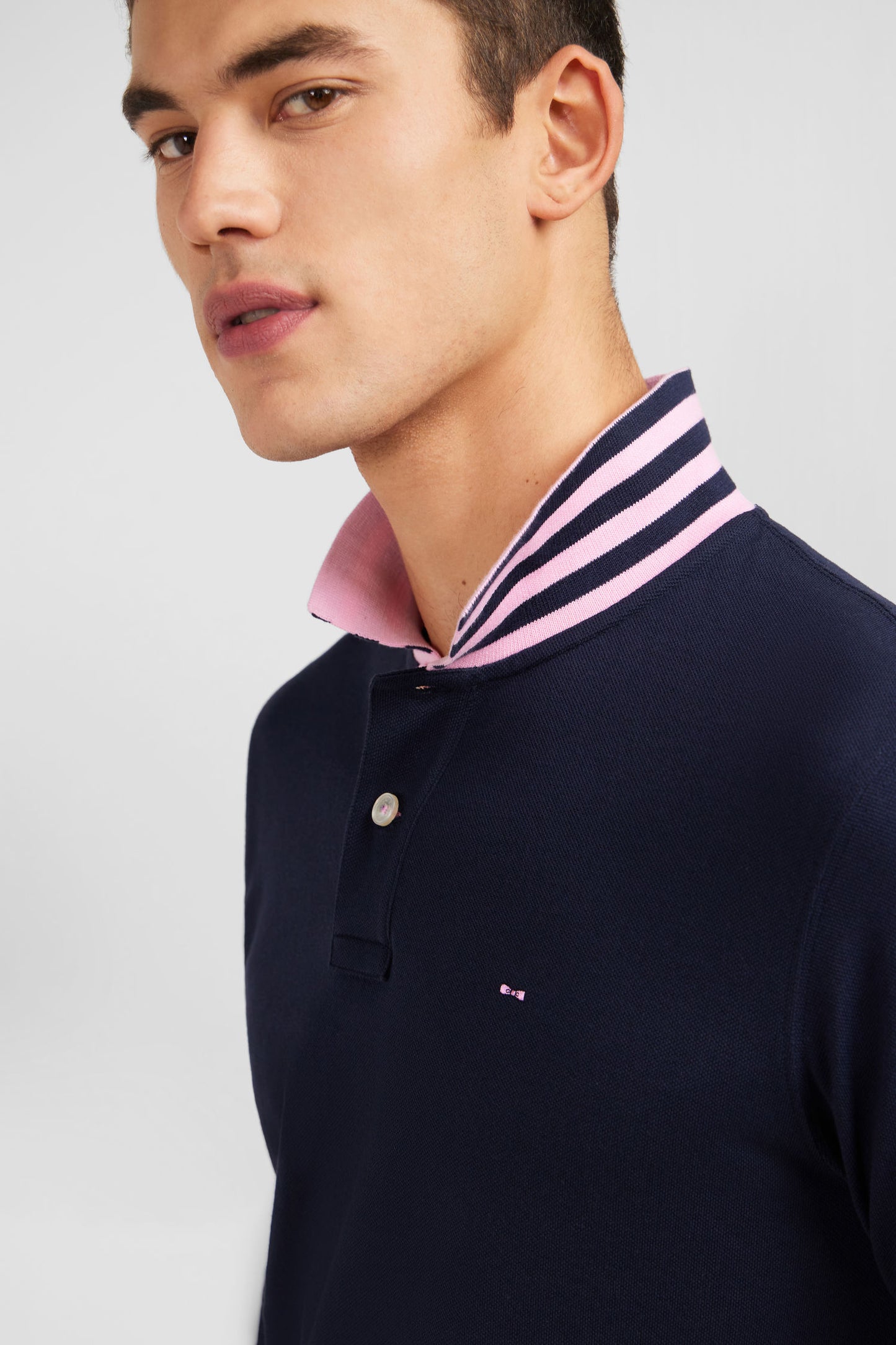 Eden Park Long Sleeve Polo with Contrast Collar