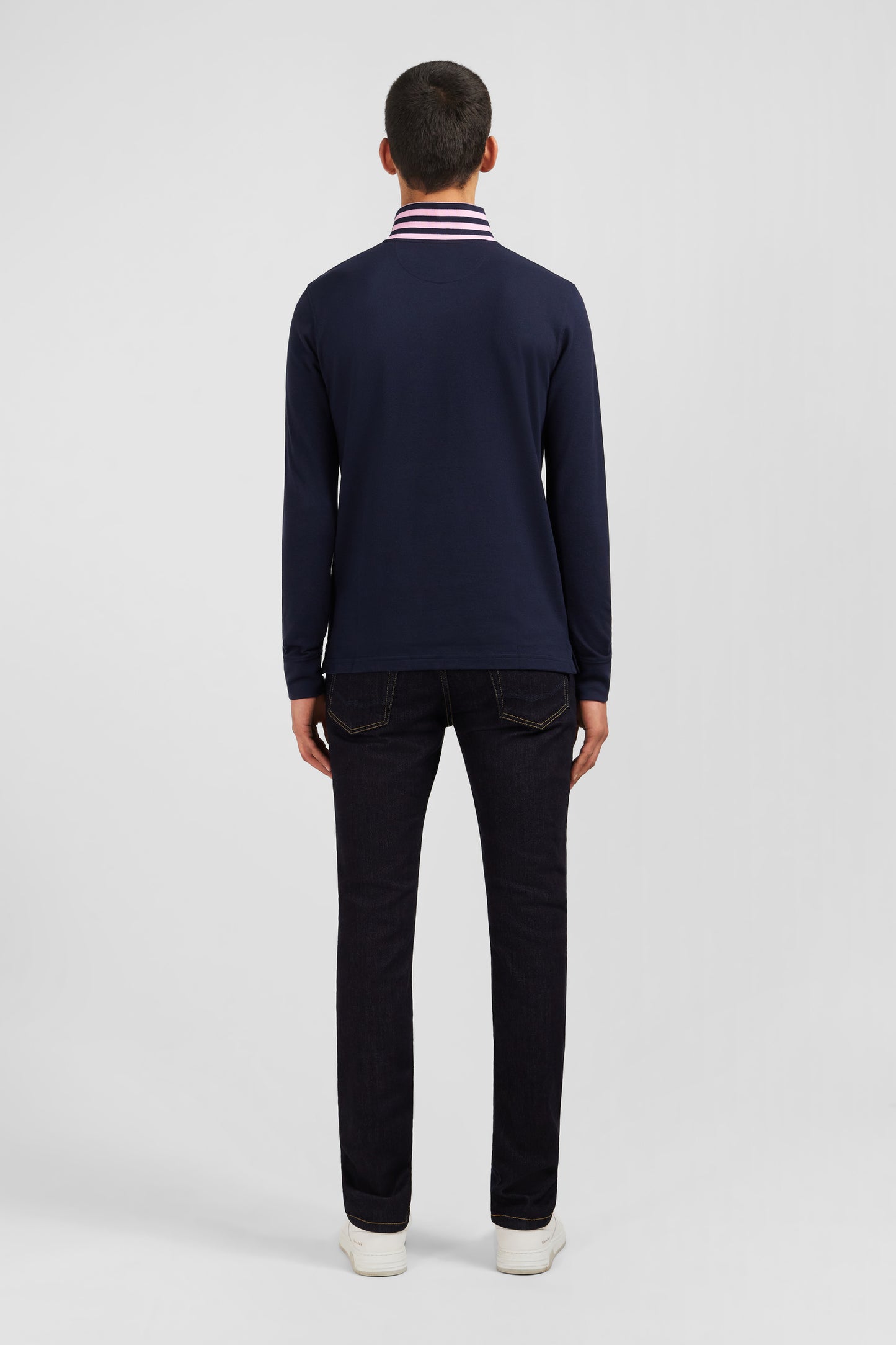 Eden Park Long Sleeve Polo with Contrast Collar