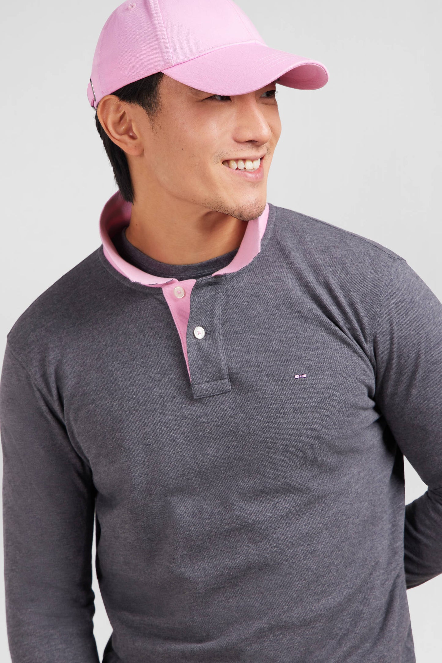 Eden Park Long Sleeve Polo with Contrast Collar