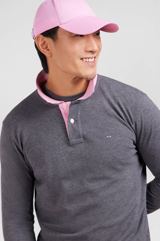 Eden Park Long Sleeve Polo with Contrast Collar