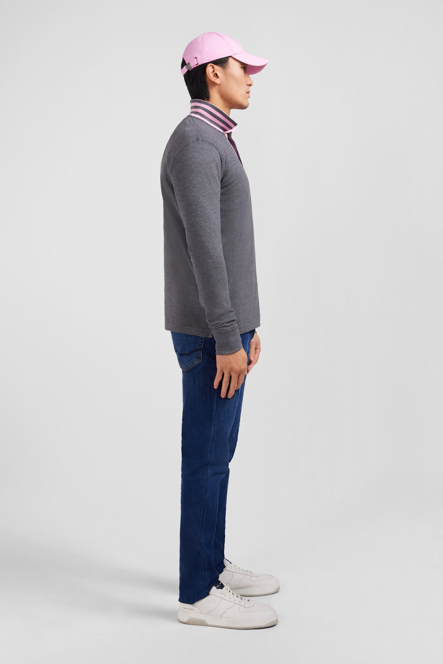 Eden Park Long Sleeve Polo with Contrast Collar