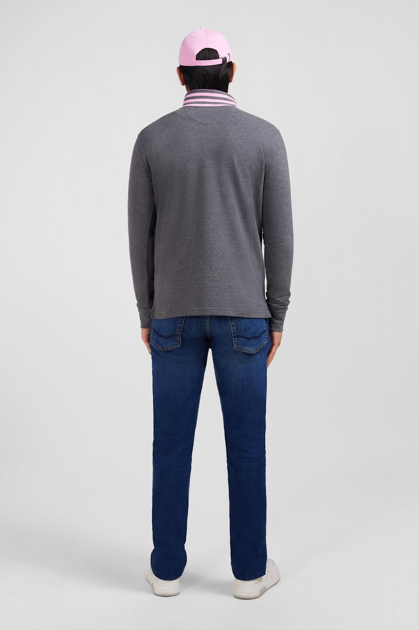 Eden Park Long Sleeve Polo with Contrast Collar