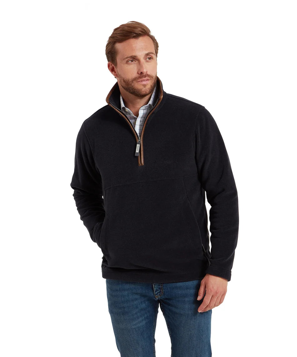 Schöffel Mens Countrywear, the Berkeley 1/4 Zip Fleece in Gunmetal