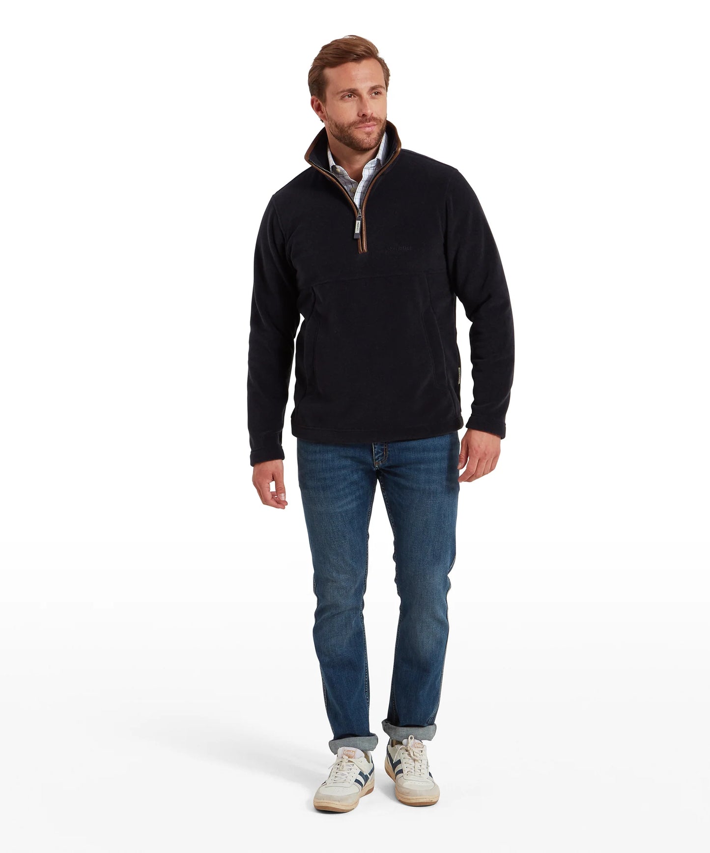 Schoffel Mens Countrywear, the Berkeley 1/4 Zip Fleece in Gunmetal