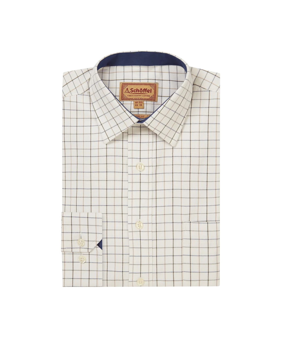 Schöffel, the Burnham Tattersall Classic Shirt in Blueberry Tattersall