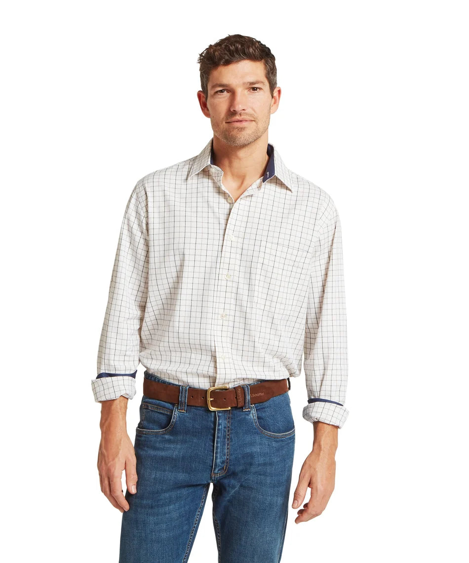 Schöffel, the Burnham Tattersall Classic Shirt in Blueberry Tattersall