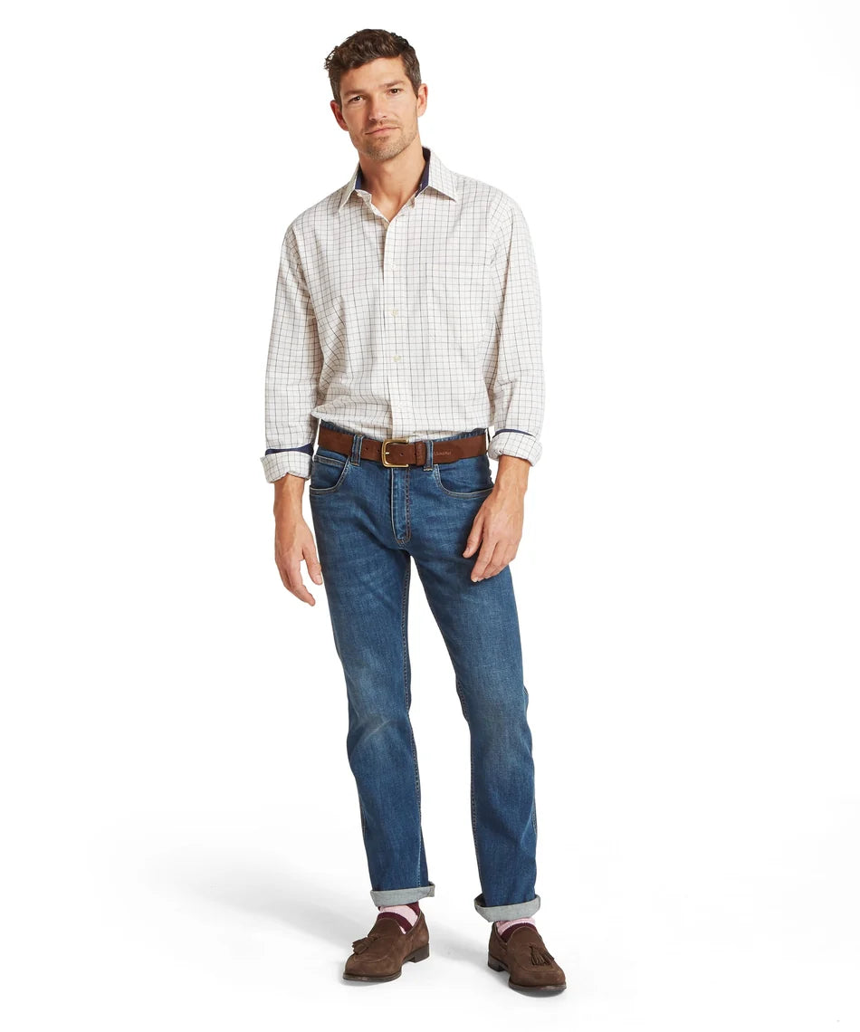 Schöffel, the Burnham Tattersall Classic Shirt in Blueberry Tattersall