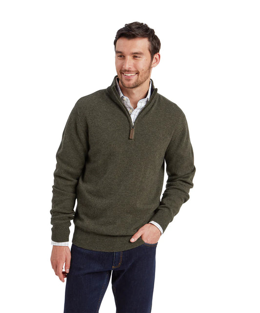 Schoffel, Calton Cotton Cashmere 1/4 Zip Jumper - (Loden Green)