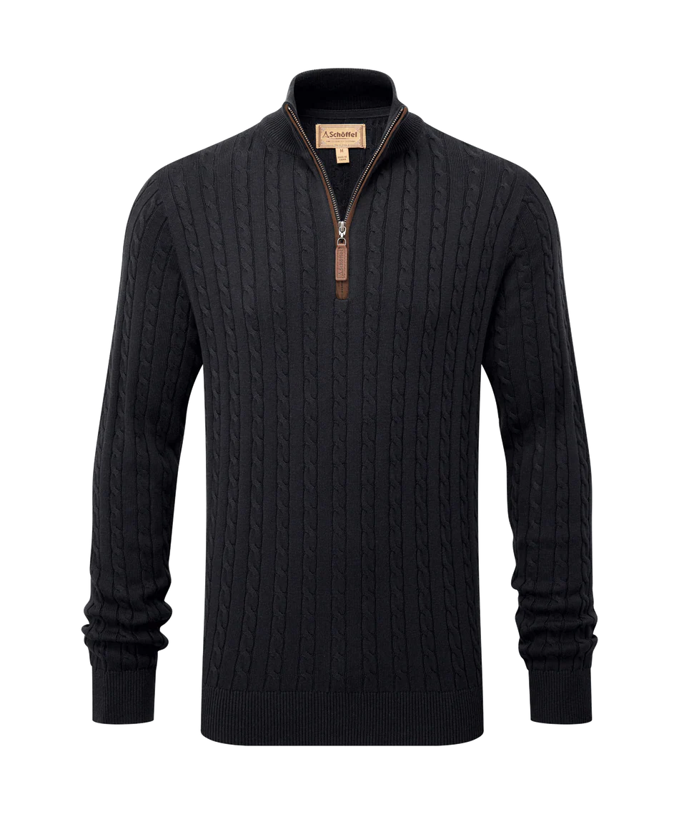 Schoffel, Calton Cotton Cashmere Cable 1/4 Zip Jumper