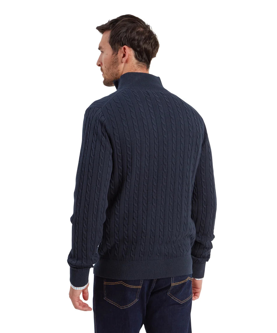 Schöffel, Calton Cotton Cashmere Cable 1/4 Zip Jumper - (Petrol Blue)