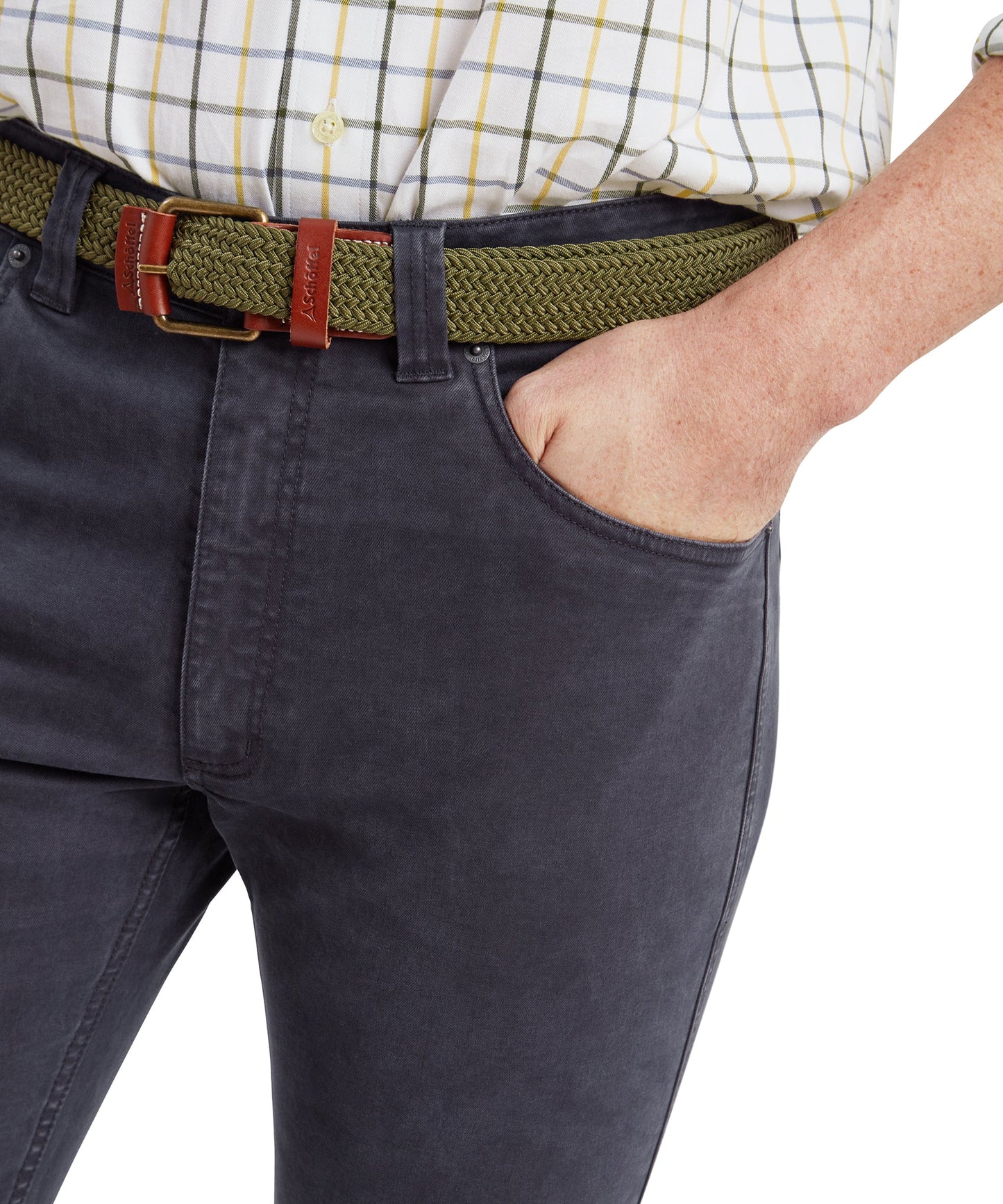 Schoffel Mens Countrywear, the Canterbury 5 Pocket Jean in Charcoal