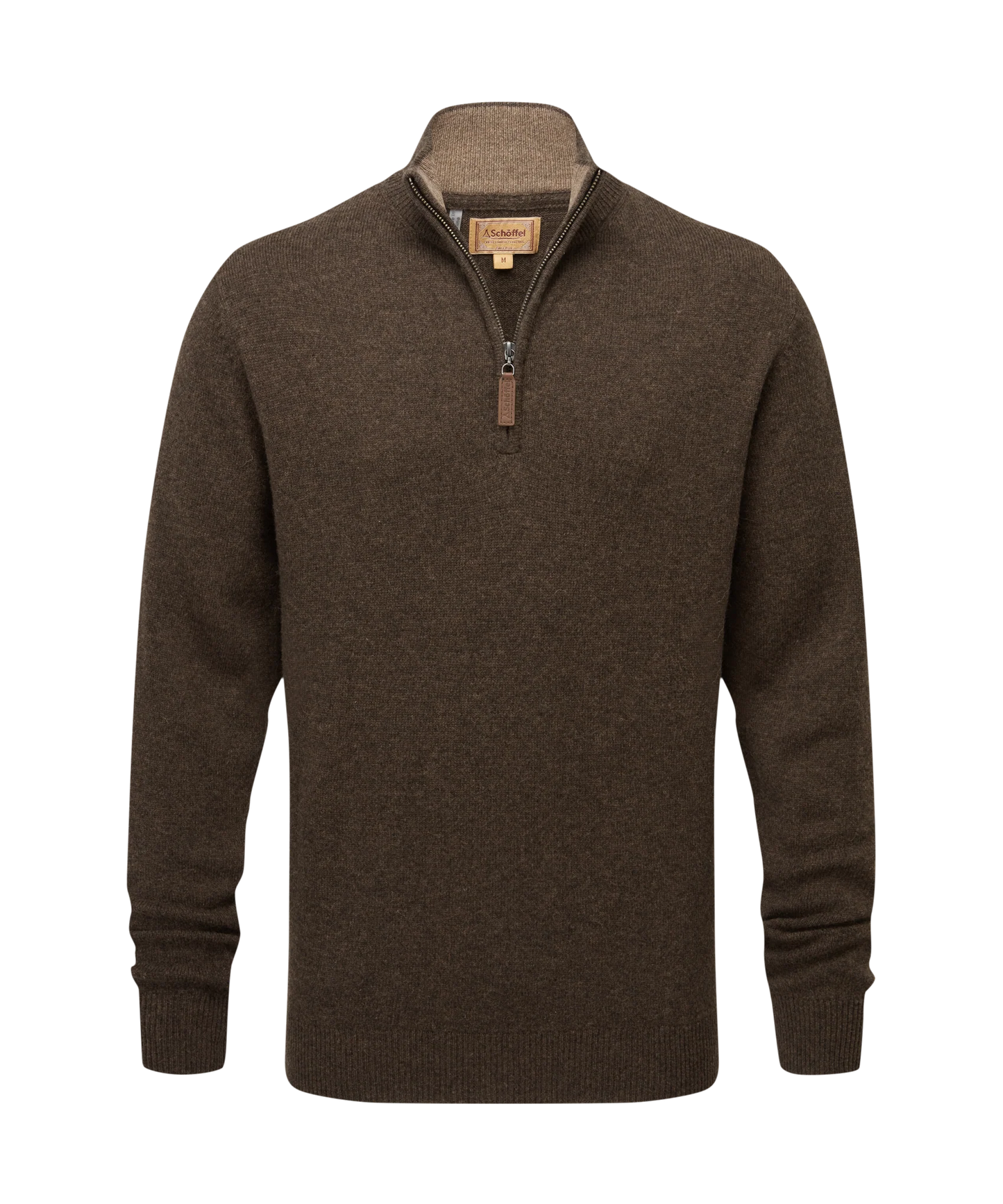 Schoffel Mens Countrywear, the Lewis Lambswool 1/4 Zip Jumper in Chocolate