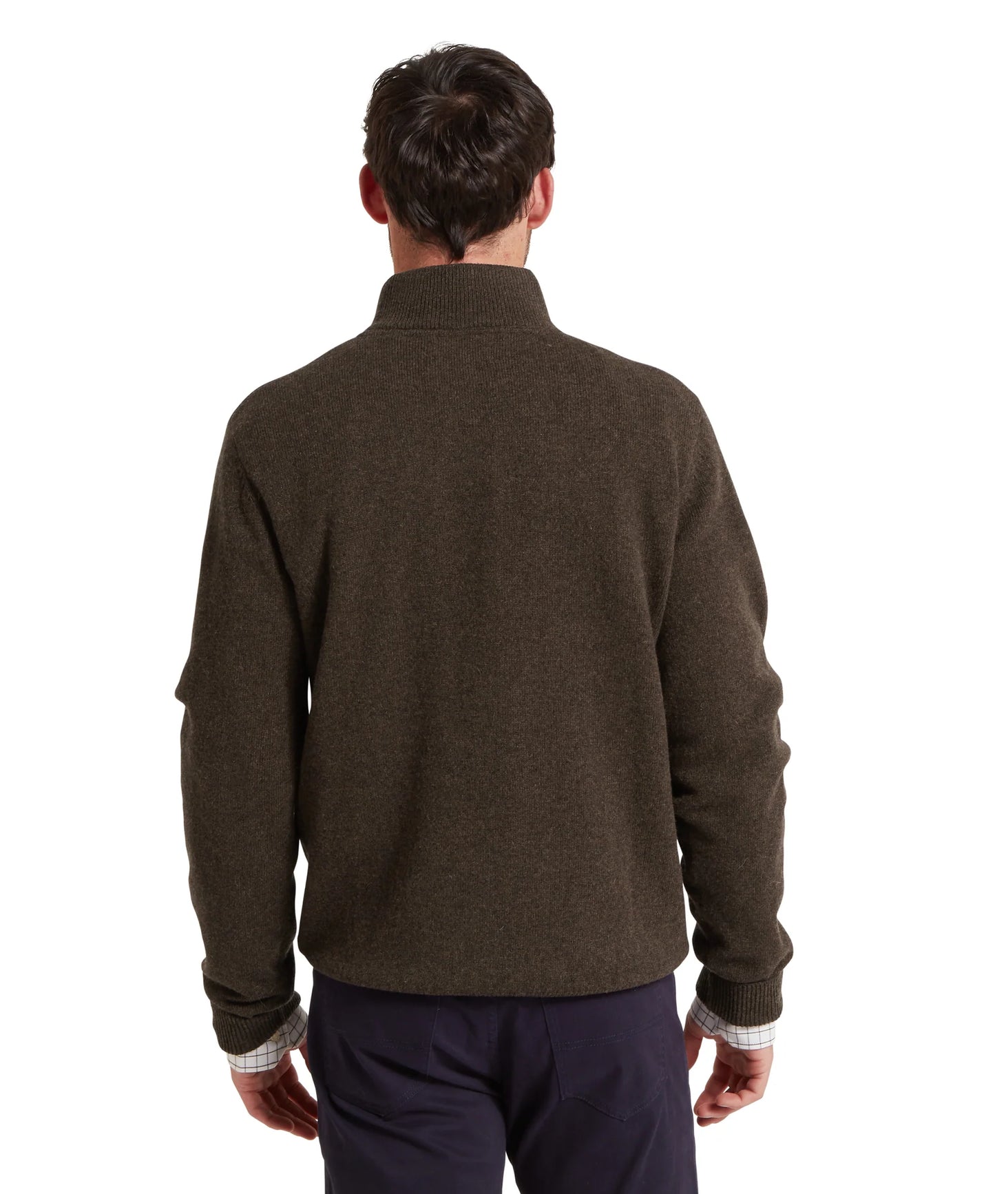 Schoffel Mens Countrywear, the Lewis Lambswool 1/4 Zip Jumper in Chocolate