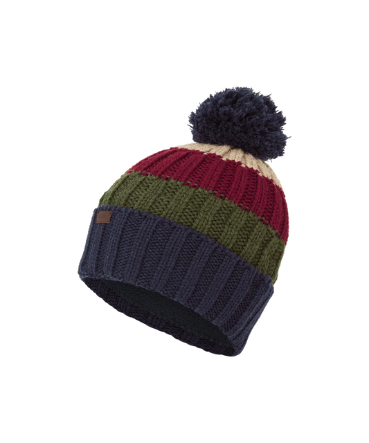 Schöffel, the Millford Bobble Hat in Navy/Dark Khaki Green