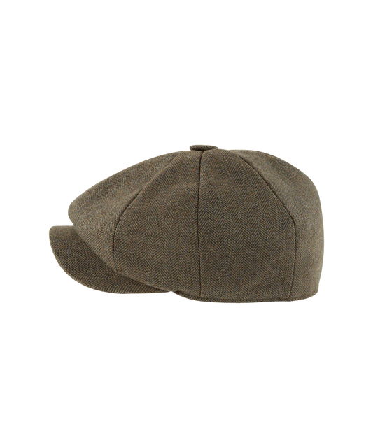 Schoffel, Newsboy Cap - (Loden Green Herringbone Tweed)