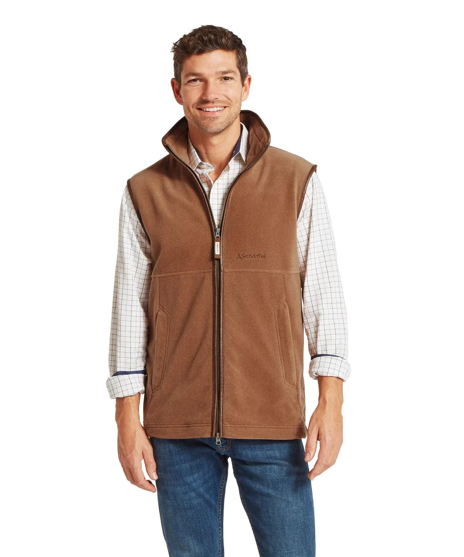 Schöffel, the Oakham Fleece Gilet in Toffee