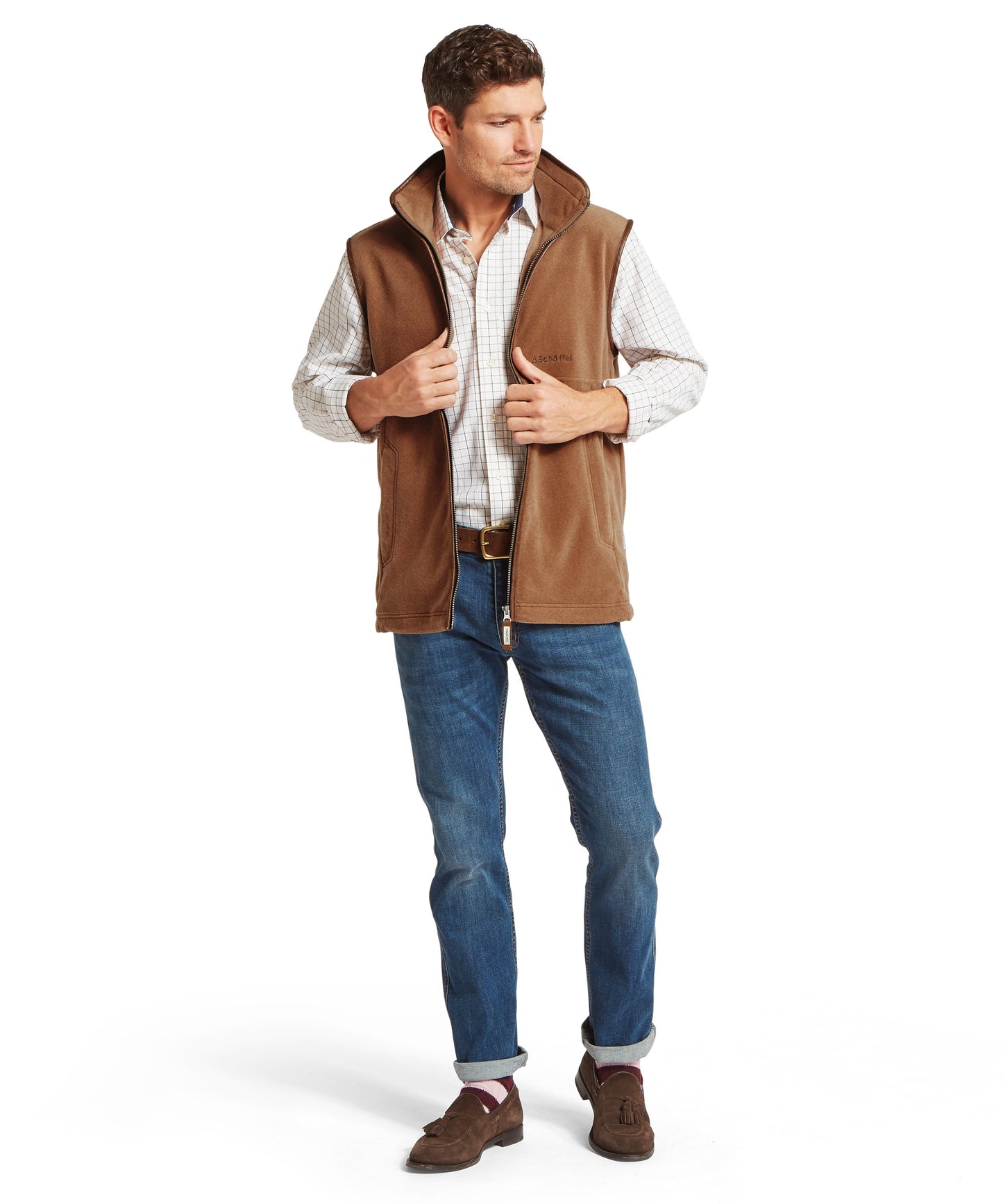 Schoffel, the Oakham Fleece Gilet in Toffee