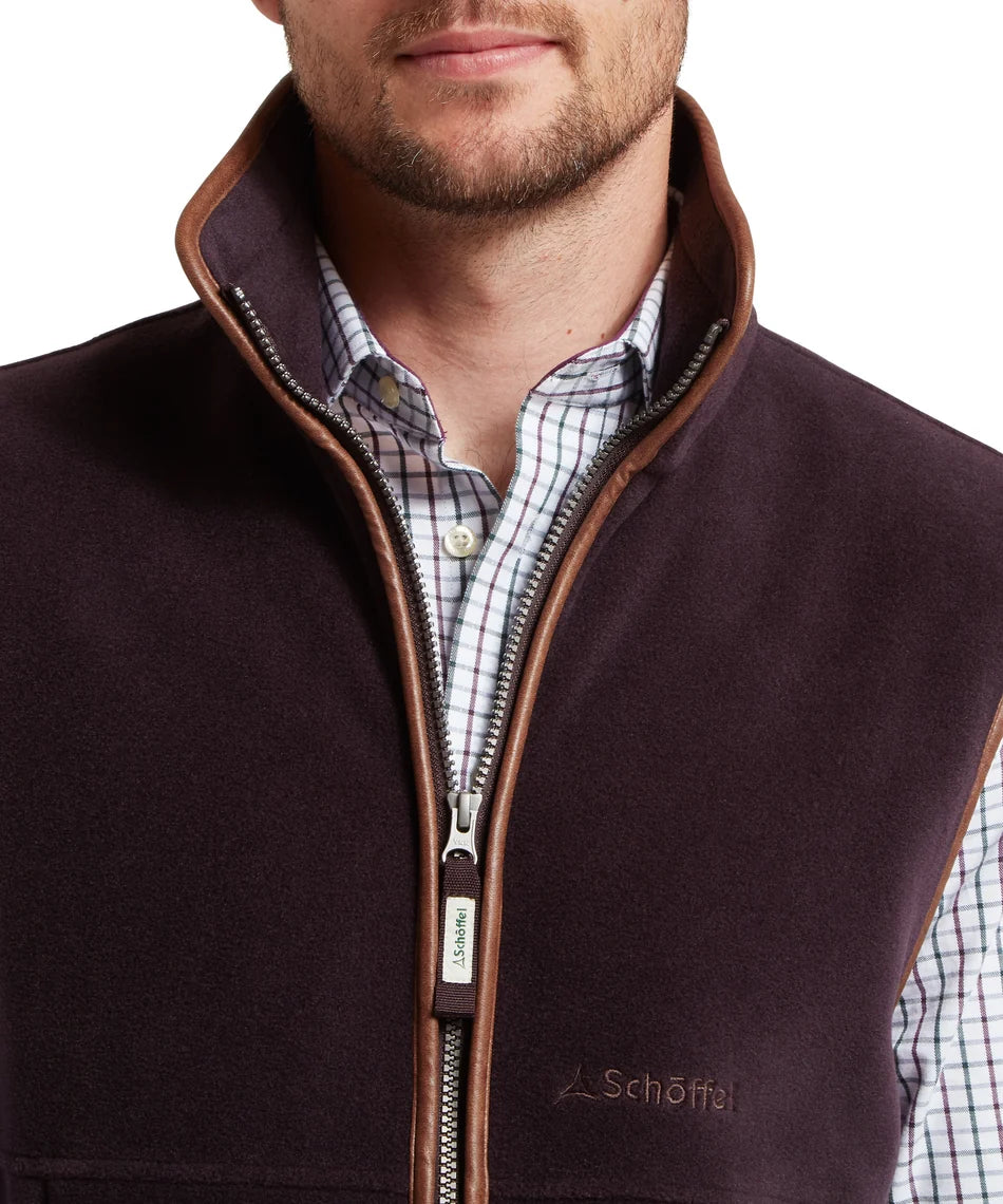 Schöffel Mens Countrywear, the Oakham Fleece Gilet in Port
