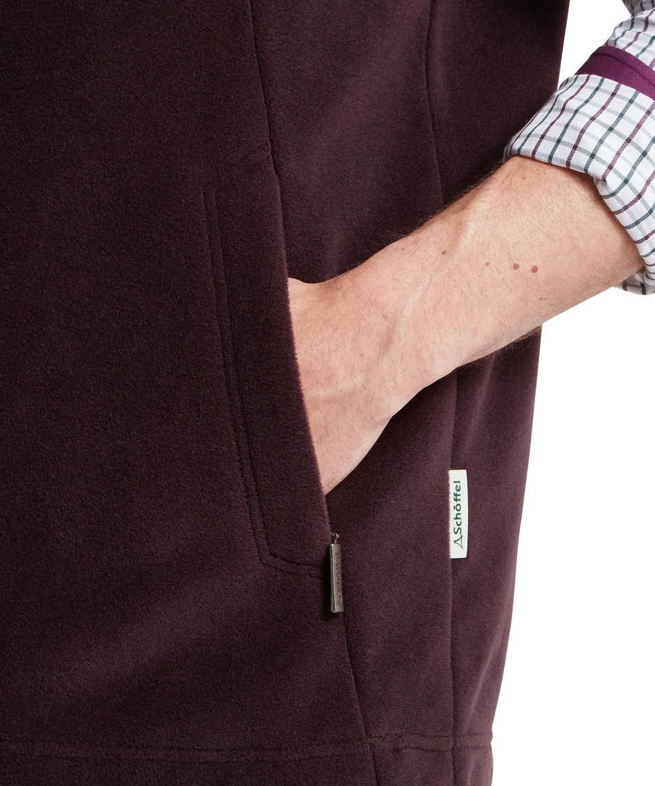 Schöffel Mens Countrywear, the Oakham Fleece Gilet in Port