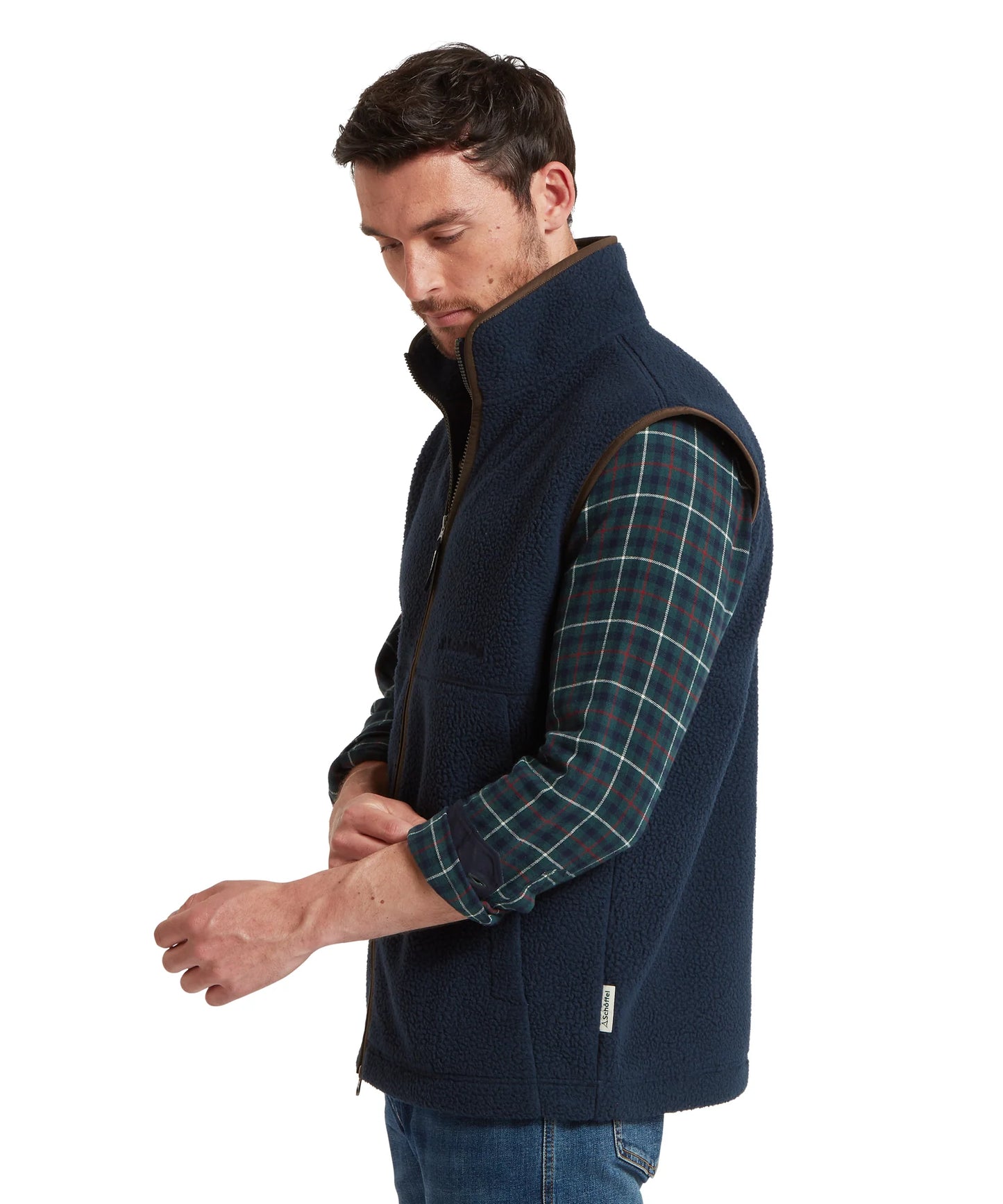 Schoffel Mens Countrywear, the Oakham Retro Fleece Gilet in True Navy