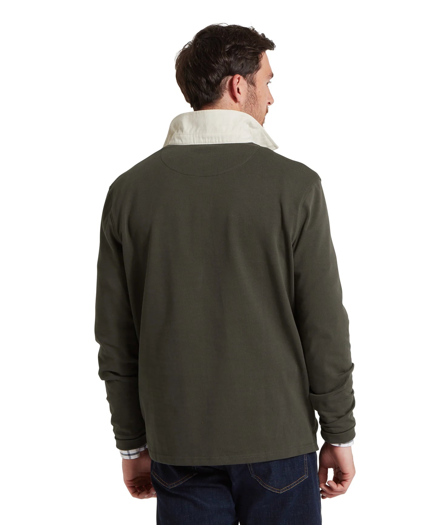 Schoffel Mens Countrywear, the Porthallow Rugby Shirt in Peat Green