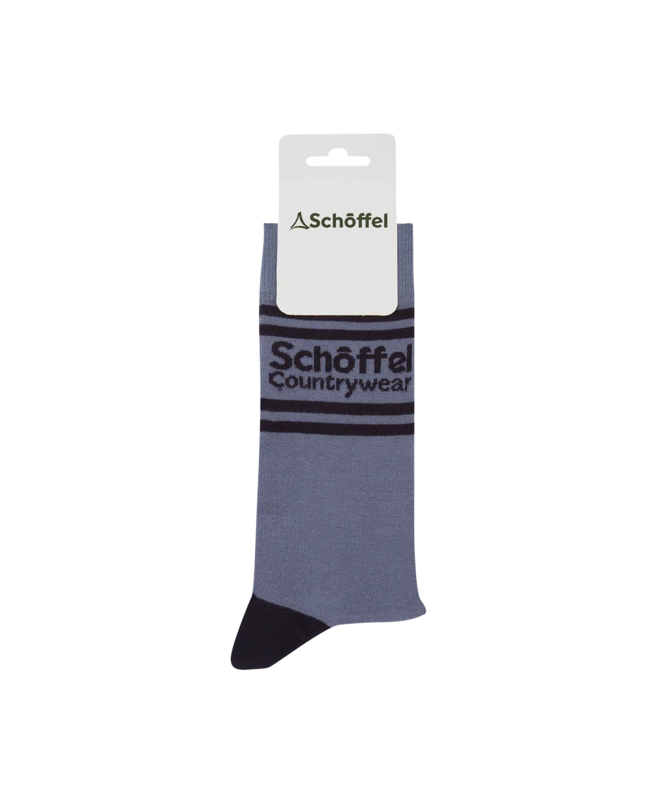 Schöffel Mens Countrywear, the Men'S Single Cotton Sock in Pigeon Blue Retro