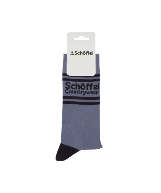 Schöffel Mens Countrywear, the Men'S Single Cotton Sock in Pigeon Blue Retro