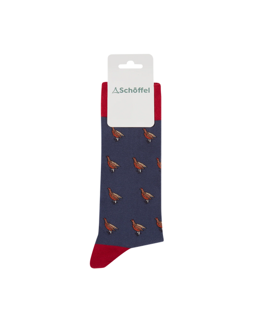 Schoffel Mens Countrywear, the Men'S Single Cotton Sock in Vintage Navy Grouse