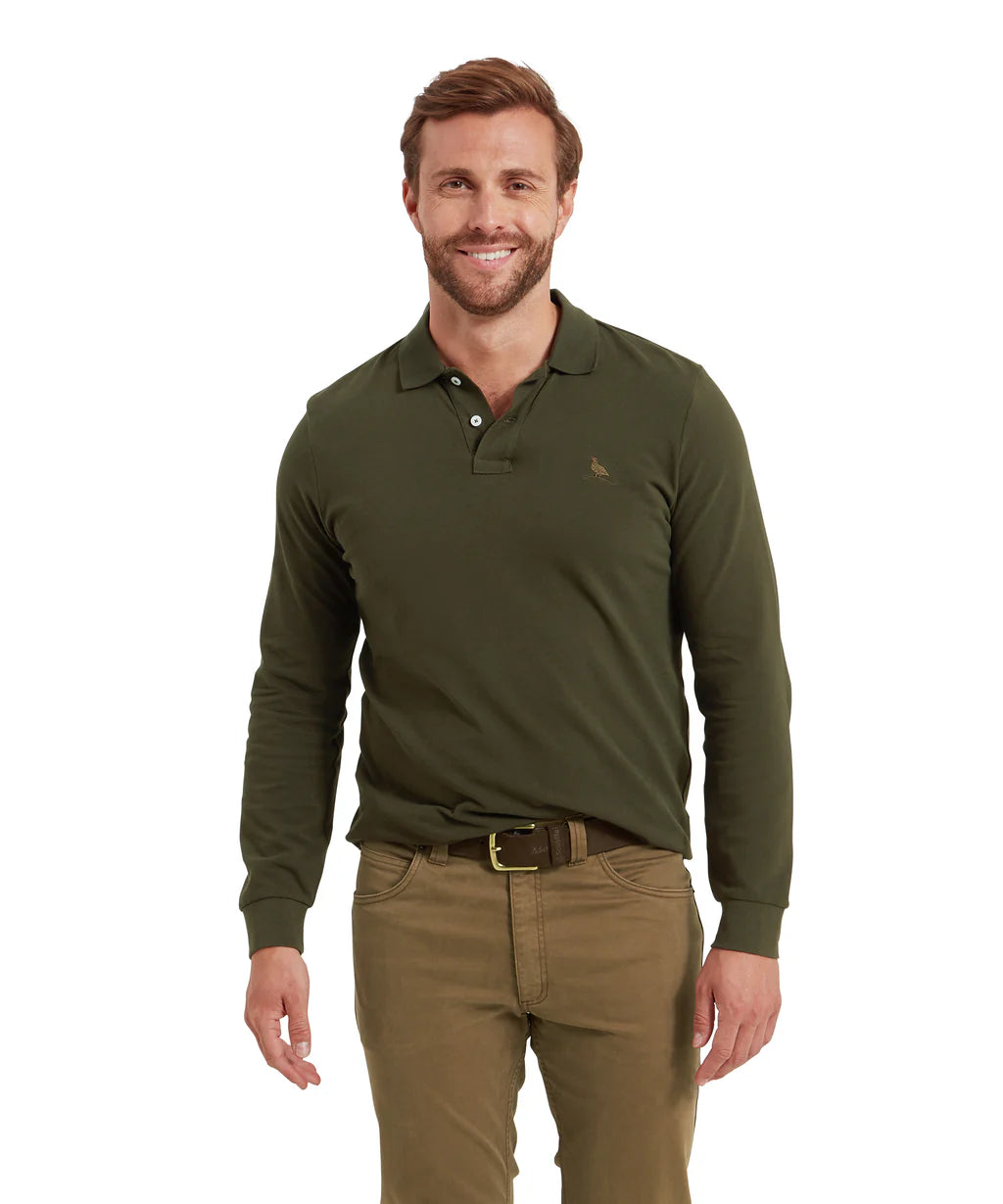 Schoffel, St Ives Long Sleeve Polo Shirt - (Forest)