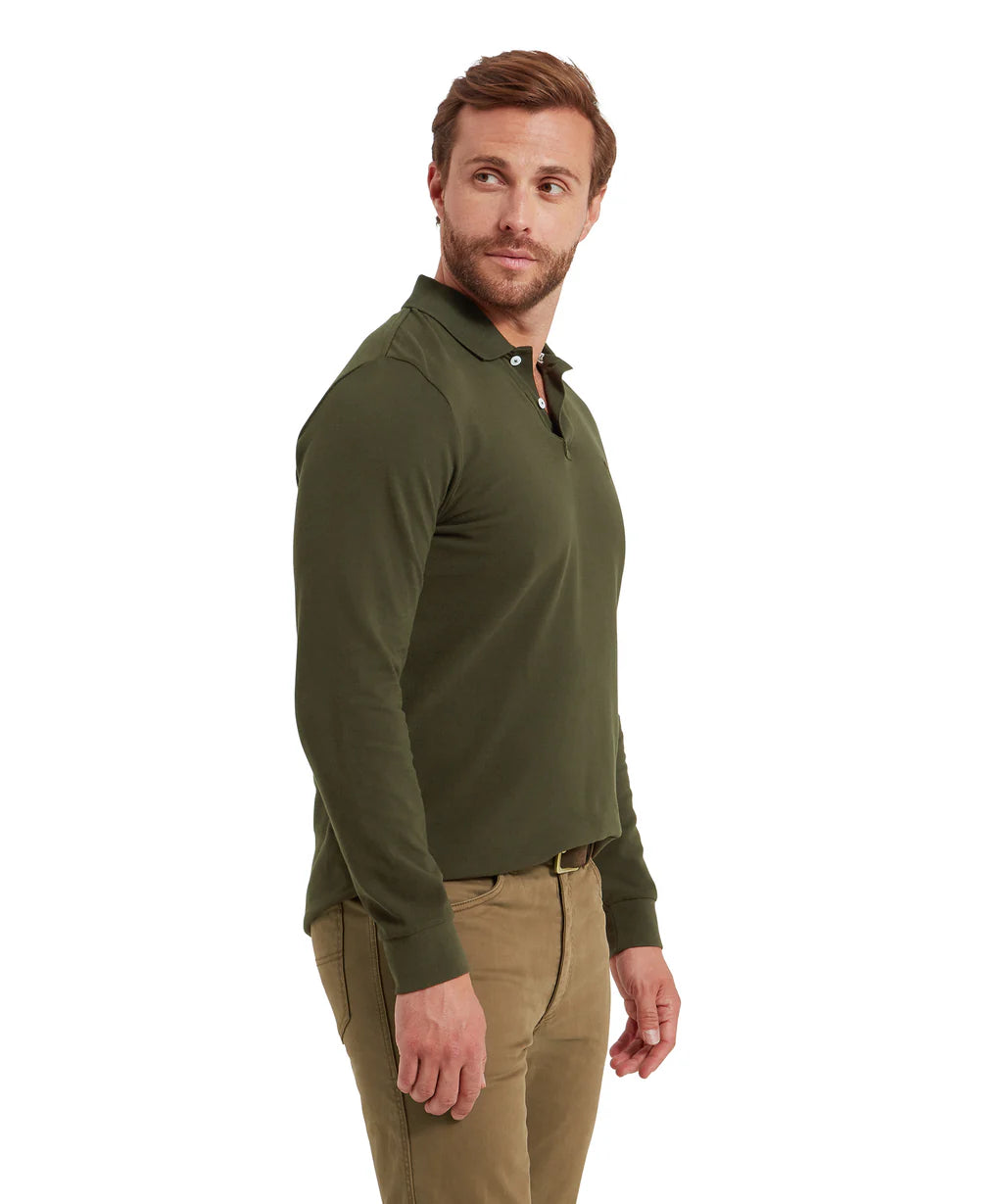 Schoffel, St Ives Long Sleeve Polo Shirt - (Forest)