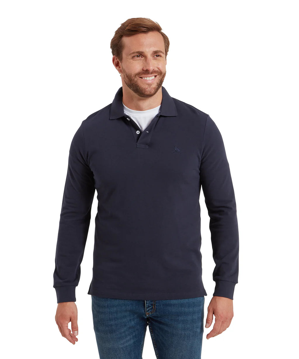 Schoffel, St Ives Long Sleeve Polo Shirt - (Navy)