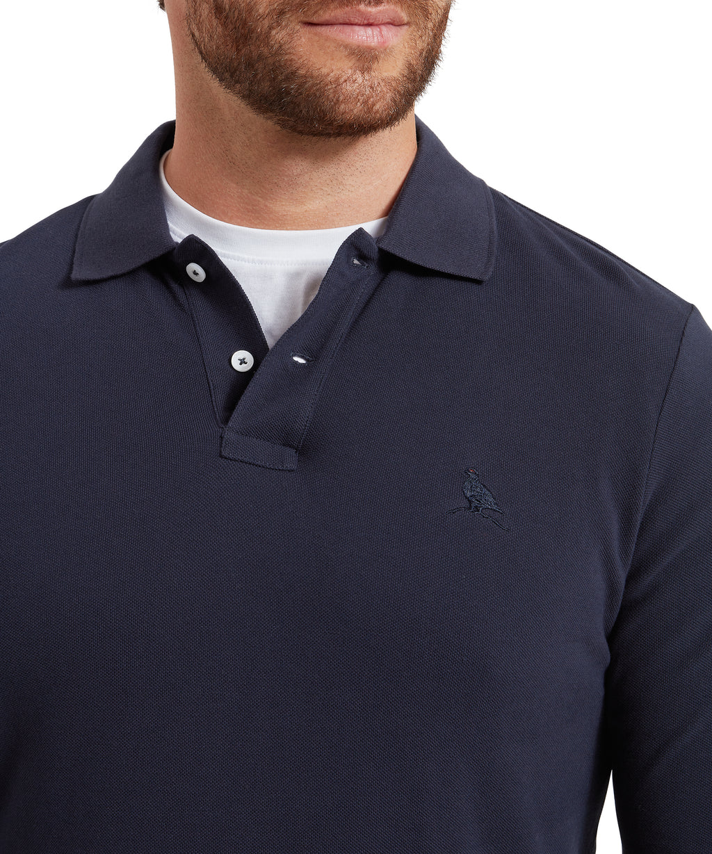 Schoffel, St Ives Long Sleeve Polo Shirt - (Navy)