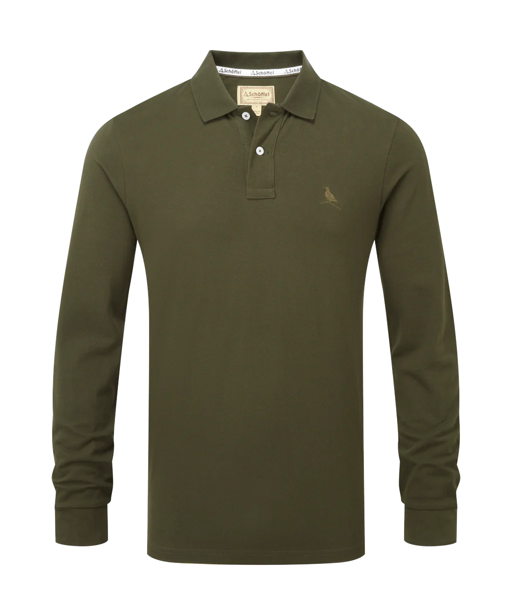 Schoffel, St Ives Long Sleeve Polo Shirt - (Forest)