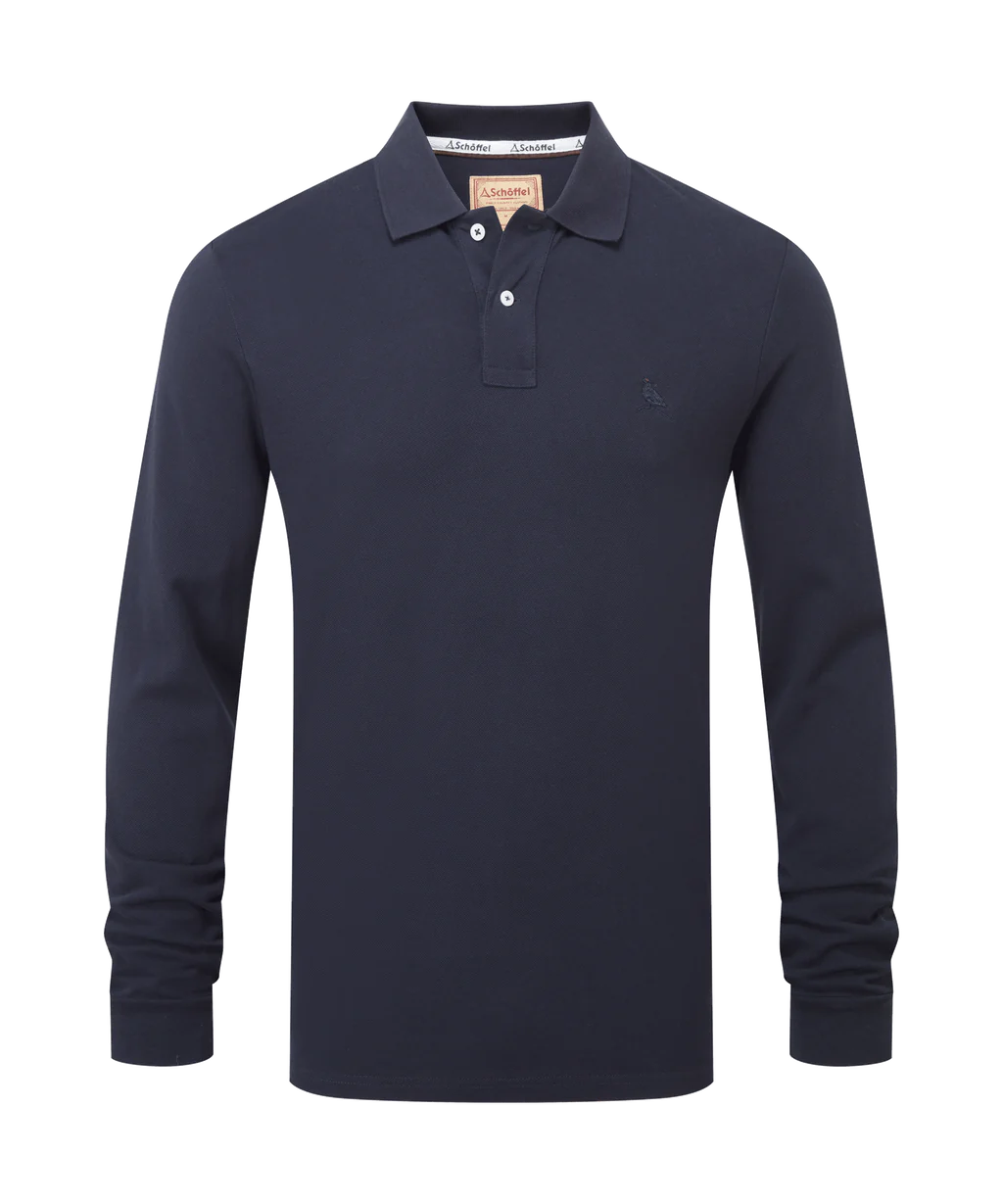 Schoffel, St Ives Long Sleeve Polo Shirt - (Navy)